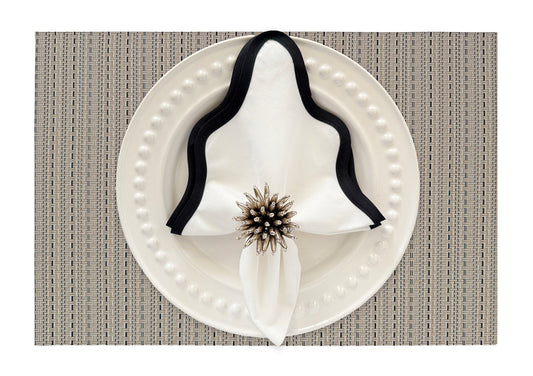 White & Black striped weaved Rectangle Placemat, Set of 4