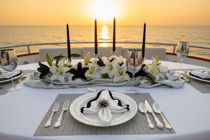 White & Black striped weaved Rectangle Placemat, Set of 4