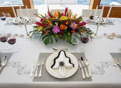 White & Black striped weaved Rectangle Placemat, Set of 4