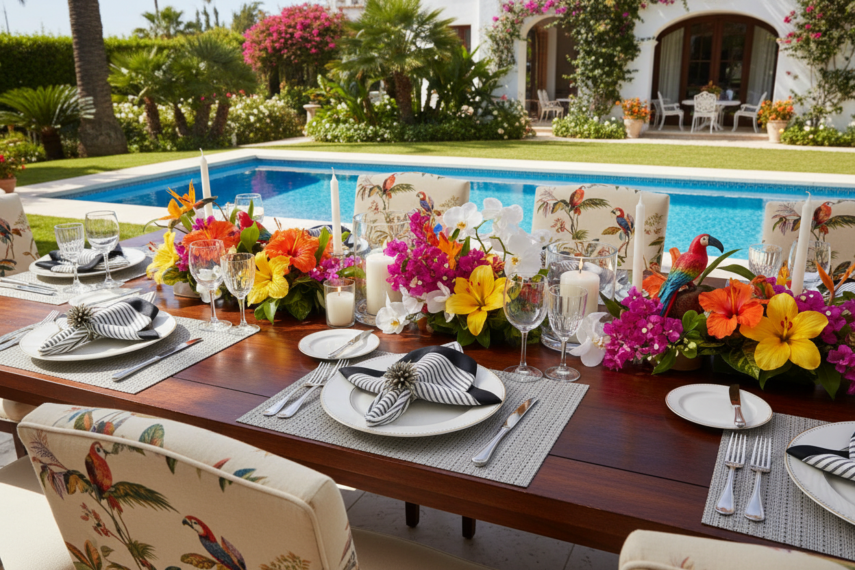 White & Black striped weaved Rectangle Placemat, Set of 4