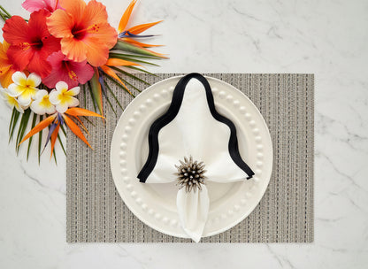 White & Black striped weaved Rectangle Placemat, Set of 4