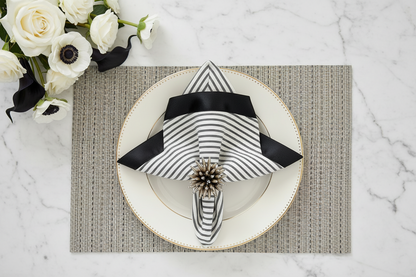 White & Black striped weaved Rectangle Placemat, Set of 4
