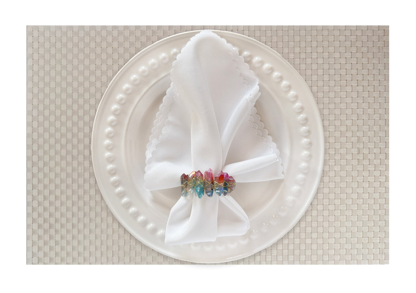 Silver Large weave Rectangle Placemat, Set of 4