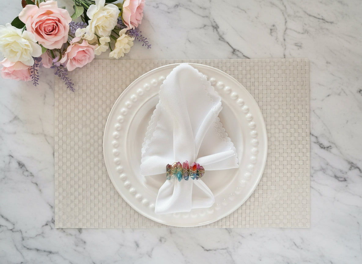 Silver Large weave Rectangle Placemat, Set of 4