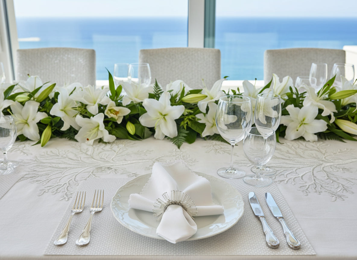 White Small weave Rectangle Placemat, Set of 4