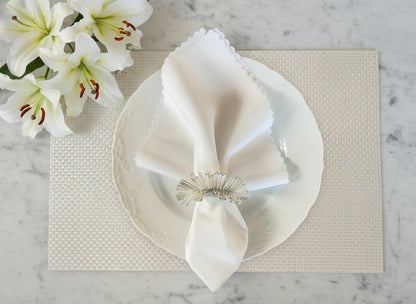 White Small weave Rectangle Placemat, Set of 4