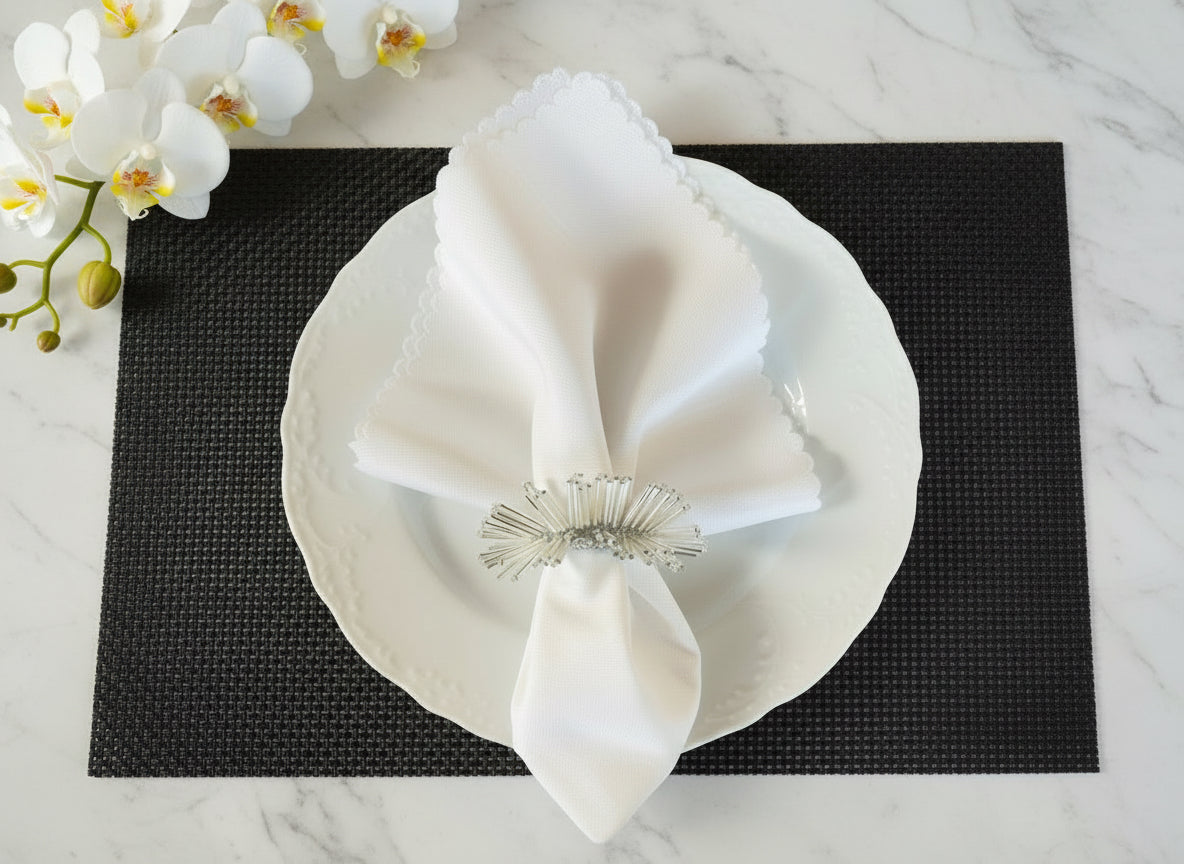 Black Small weave Rectangle Placemat, Set of 4