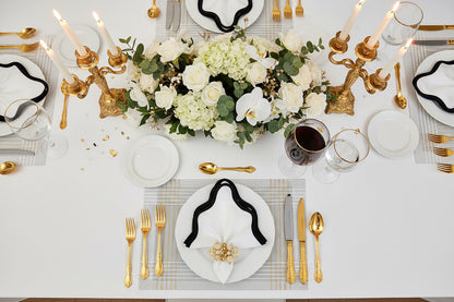 White and Gold stripe Rectangle Placemat, Set of 4