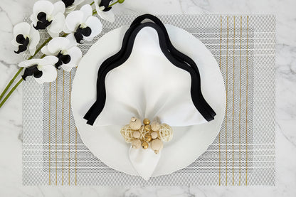 White and Gold stripe Rectangle Placemat, Set of 4