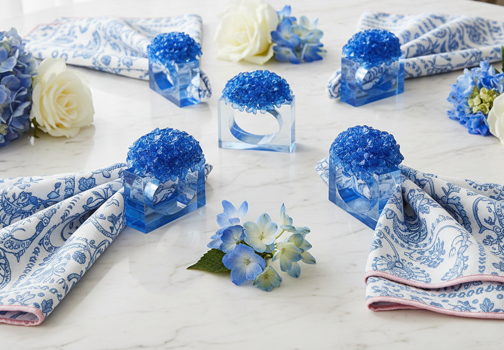 The Forget-Me-Not Napkin Ring, Set of 4