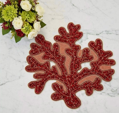 Coral Beaded Placemat, 1 piece