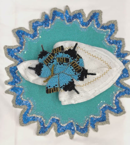 The Blue Lagoon Beaded placemat, Set of 2