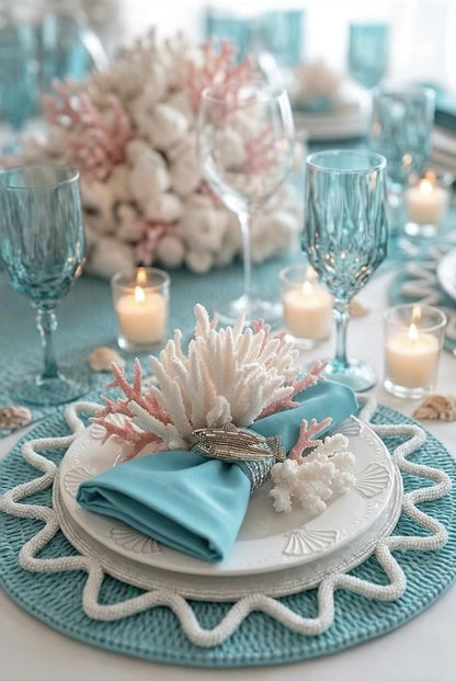 The Ocean Beaded placemat in White, Set of 2