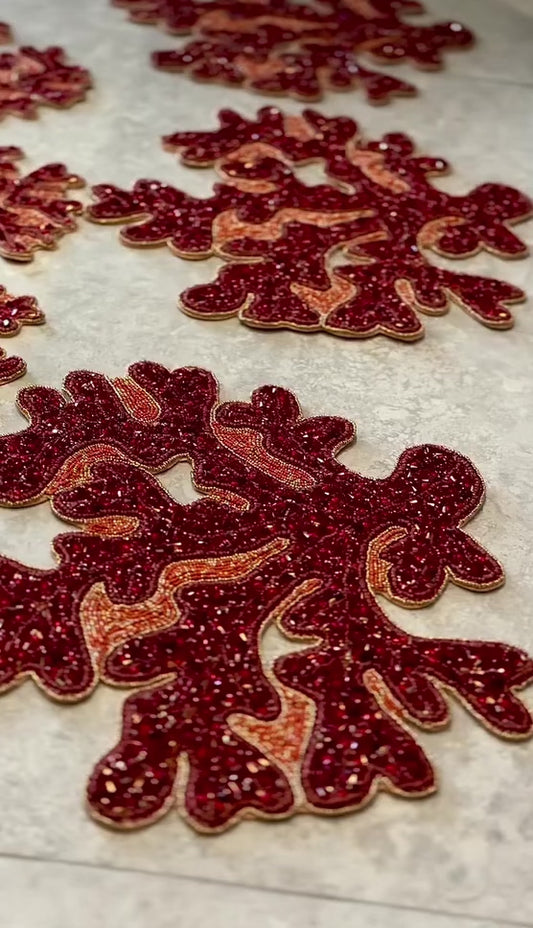 Coral Beaded Placemat, Set of 2