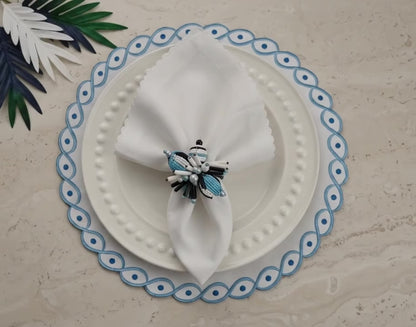 Embroidered Evil Eye placemat, Set of 4