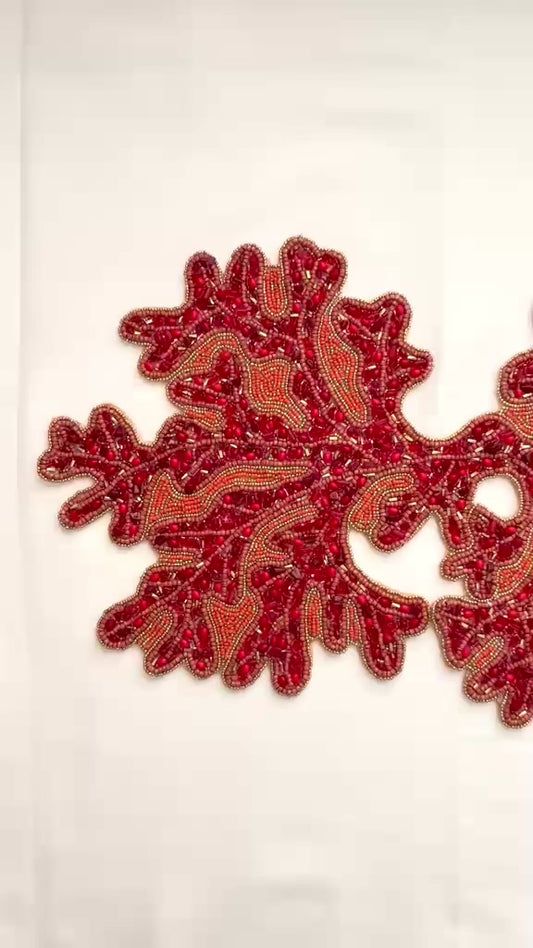Coral Beaded Runner, Set of 1