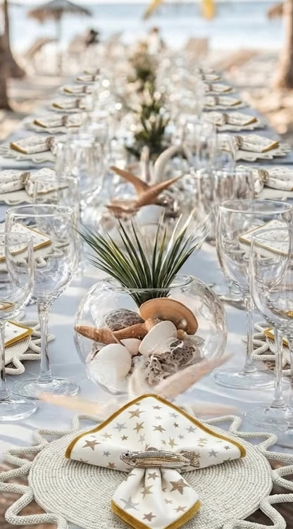 The Ocean Beaded placemat in White, Set of 2