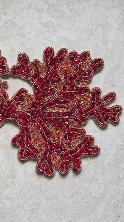 Coral Beaded Runner, Set of 1