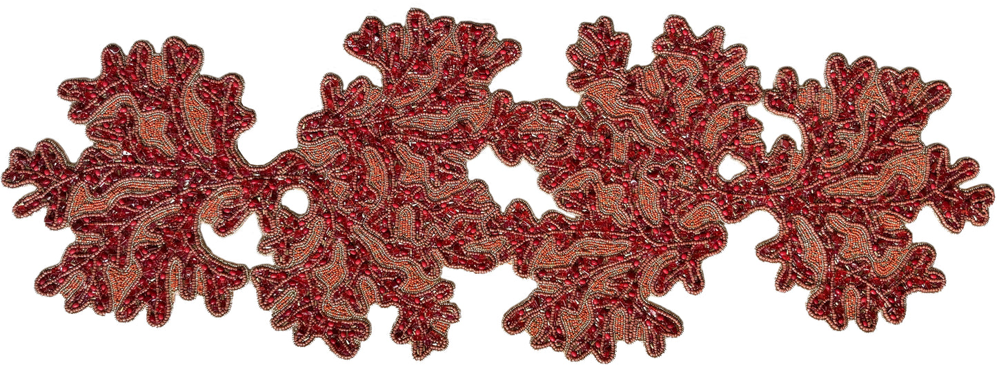 Coral Beaded Runner, Set of 1